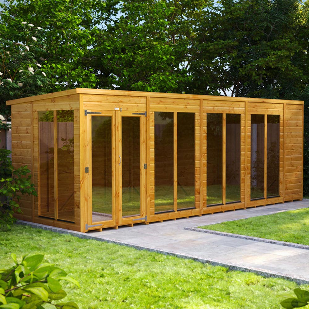 Power Sheds 18 x 6ft Double Door Pent Traditional Summerhouse Image 2