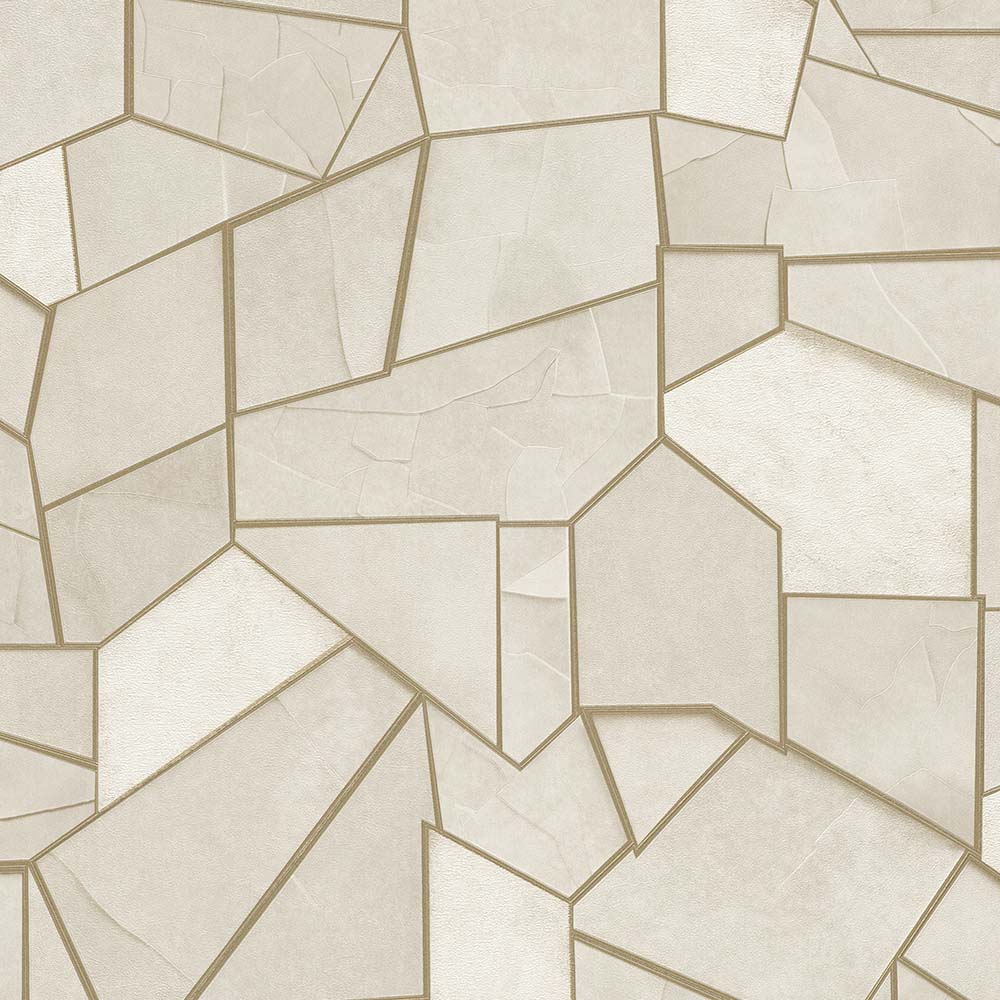 Elle Decoration Mosaique Taupe and Natural Textured Vinyl Wallpaper by Erismann Image 1