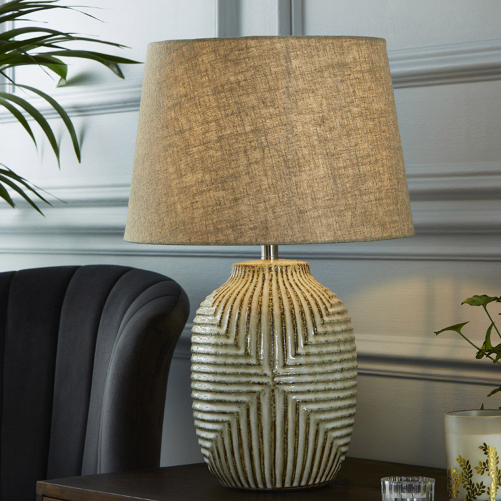 The Lighting and Interiors Harmony Aztec Linen Shade Table Lamp Image 2