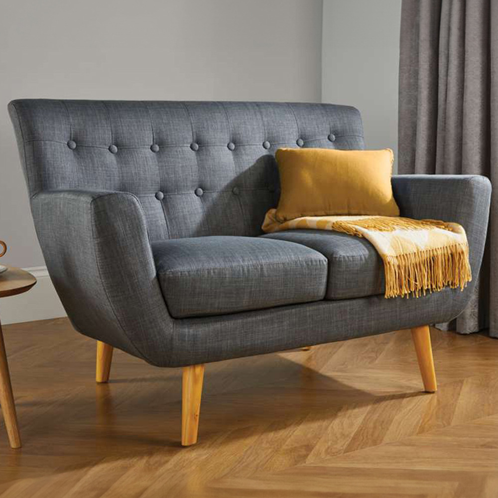 Loft 2 Seater Grey Fabric Sofa Image 1