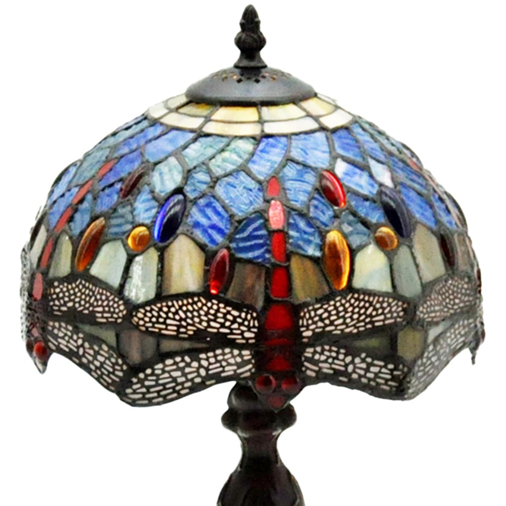 Acacia Home Tiffany Blue Shade Dragonfly Table Lamp 25.4cm Image 2