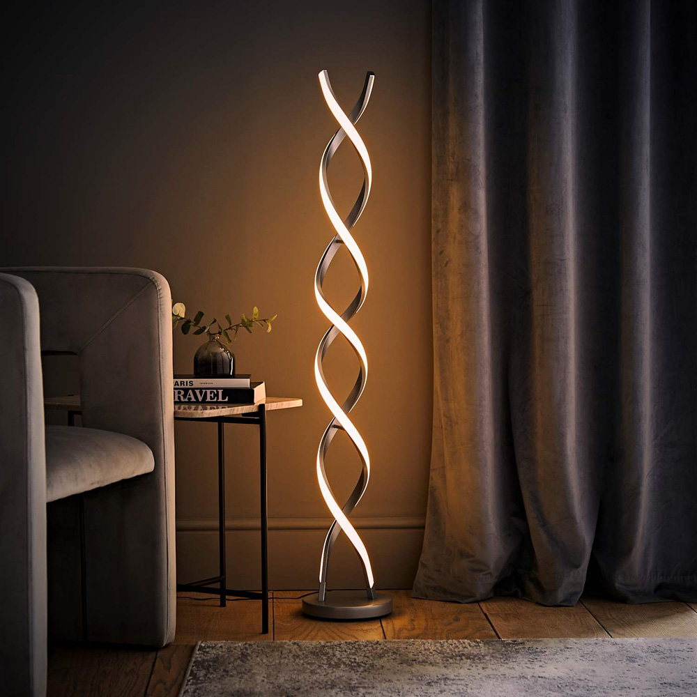 ValueLights Infinity Matte Silver Double Twist Integrated LED Floor Lamp Image 2