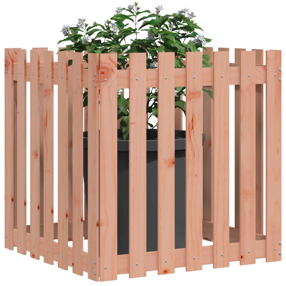 vidaXL Natural Solid Douglas Wood Fence Design Garden Planter 70 x 70 x 70cm Image 2