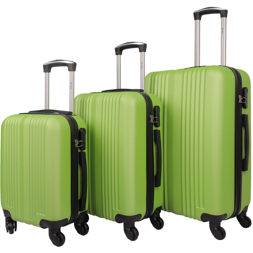 Groundlevel Delta Stripe Set of 3 Green Luggage Suitcase Image 2