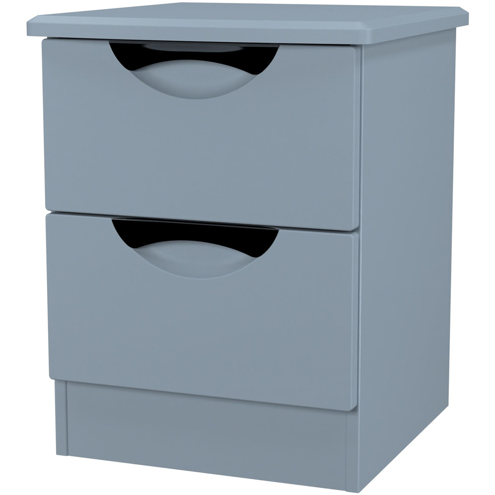 Crowndale Camden 2 Drawer Denim Blue Compact Bedside Cabinet Ready Assembled Image 3