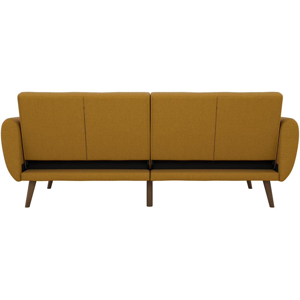 Novogratz Brittany 3 Seater Mustard Linen Sofa Bed with Wooden Legs Image 4