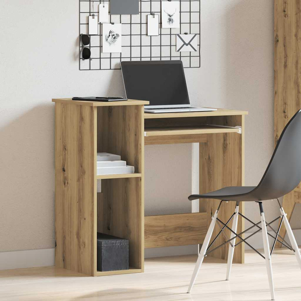 vidaXL 2 Shelf Computer Desk with Keyboard Tray Artisan Oak Image 8