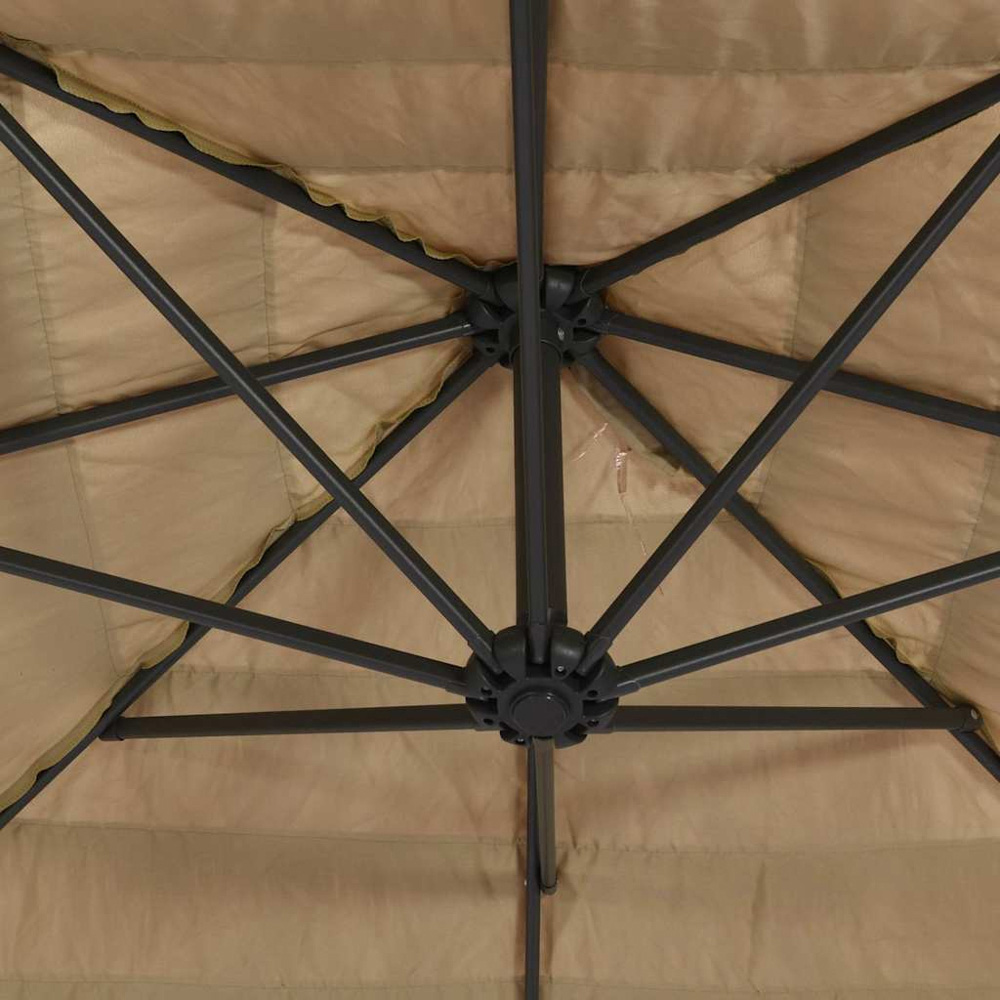 vidaXL Brown LED Light Straw Top Garden Parasol with Steel Pole 2.2m Image 7