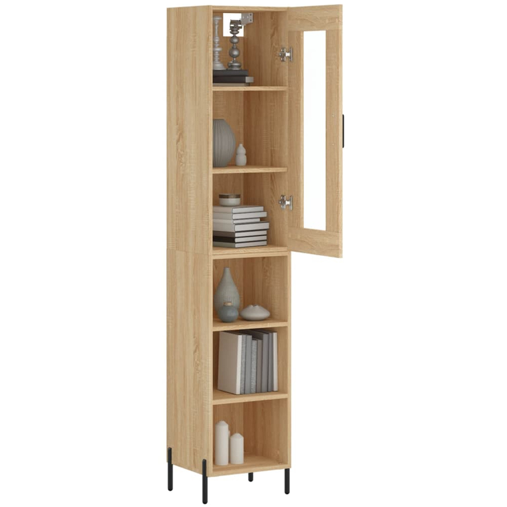 vidaXL Single Glass Door 3 Shelf Sonoma Oak Highboard Image 3