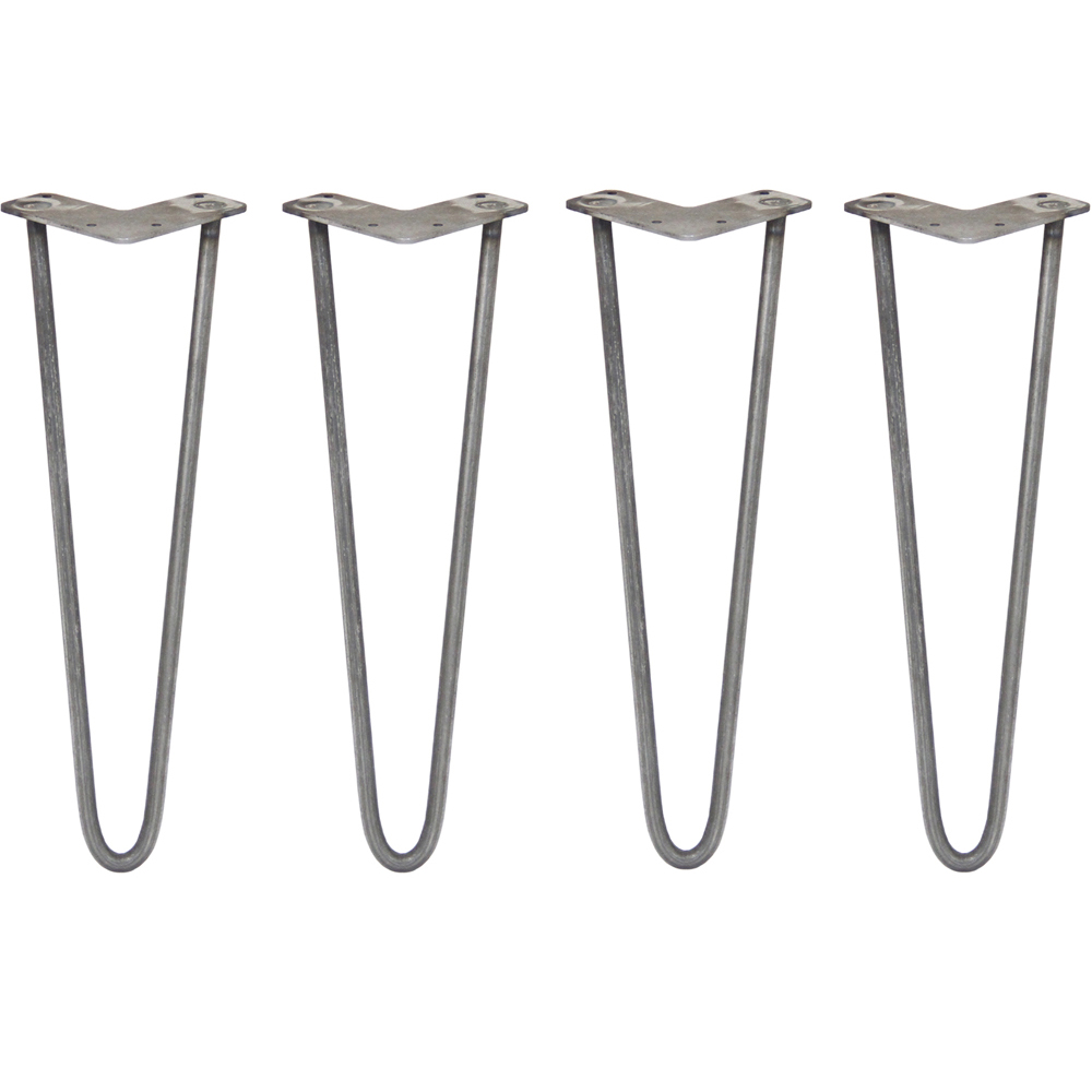 MonsterShop 2 Prong Raw Steel Hairpin Leg 406mm 4 Pack Image 1