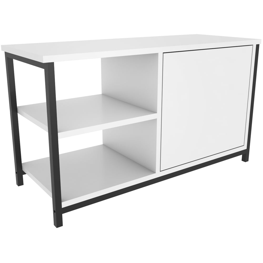 Decorotika Muskegon Single Door and 2 Open Shelf Black and White TV Unit Image 3