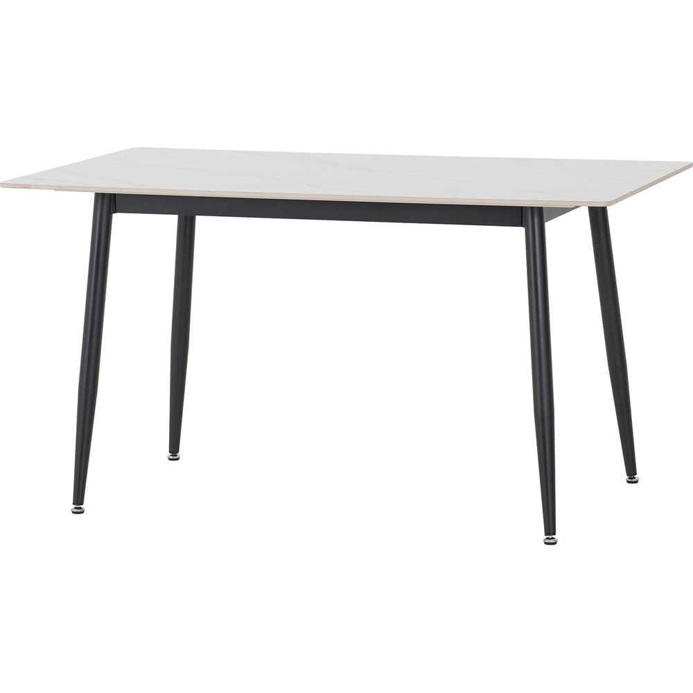 Seconique Fenton 6 Seater Dining Set White and Olive Green Suede Fabric Image 3