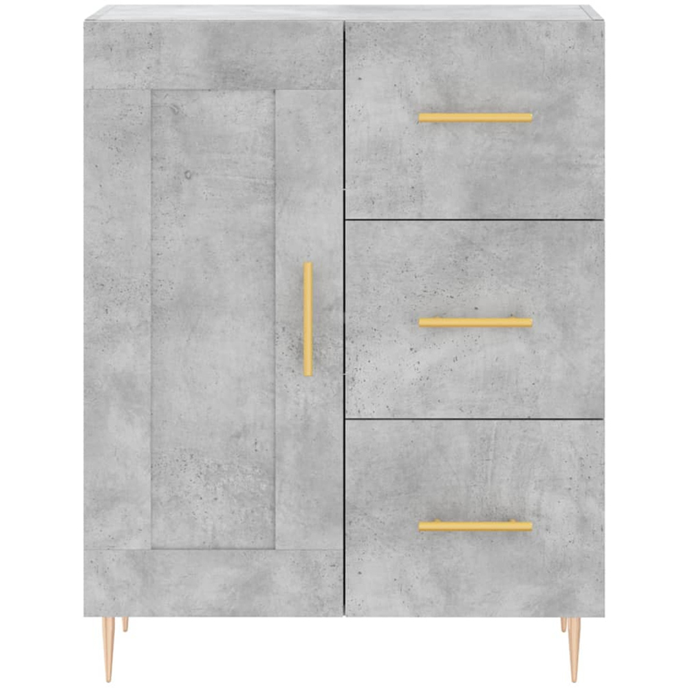 vidaXL Single Door 3 Drawer Concrete Grey Wooden Sideboard Image 5