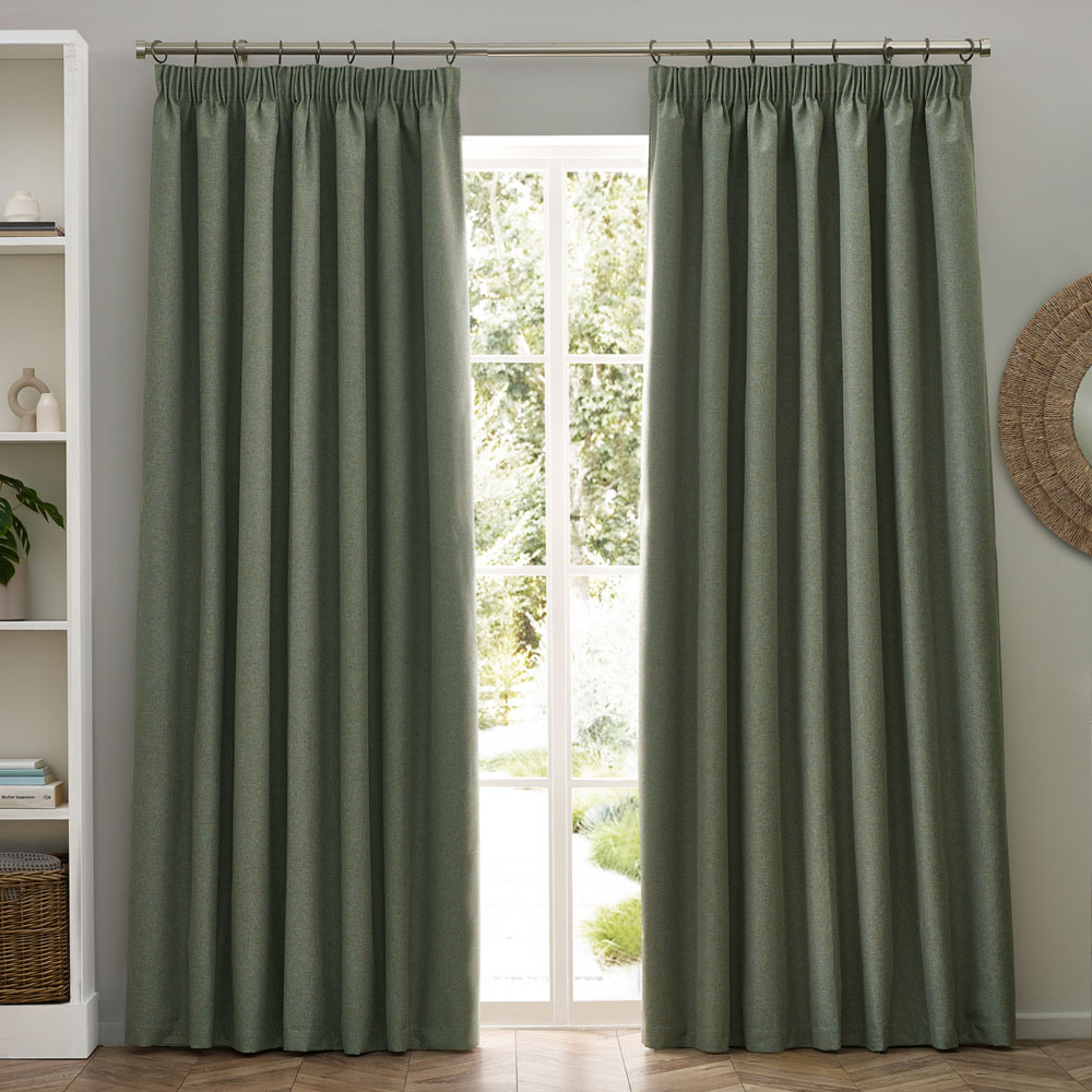 furn. Dawn Eucalyptus Blackout Pencil Pleat Curtains 229 x 183cm Image 1