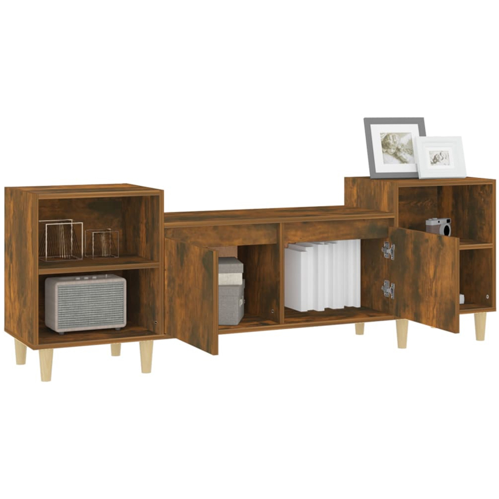 vidaXL 2 Door 4 Shelf Smoked Oak TV Cabinet Image 5