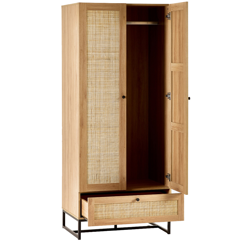 Julian Bowen Padstow 2 Door Single Drawer Oak Wardrobe Image 3