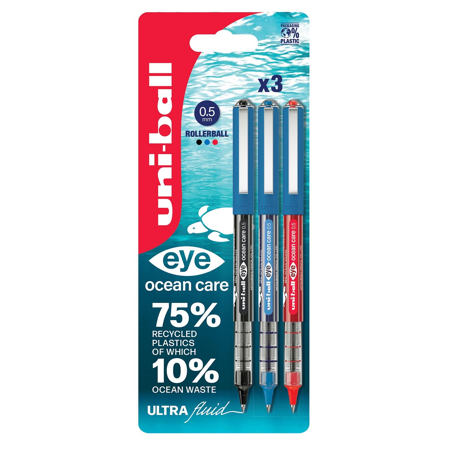 Uniball Assorted Eye Ocean Care Pen 3 Pack Image