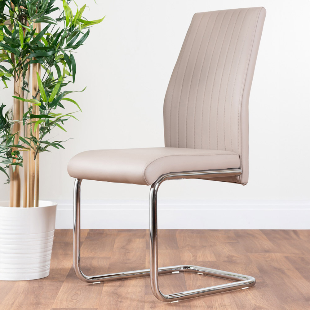 Furniturebox Elissa Fontana Marble Effect 2 Seater Round Dining Set White Cappuccino and Chrome Image 3