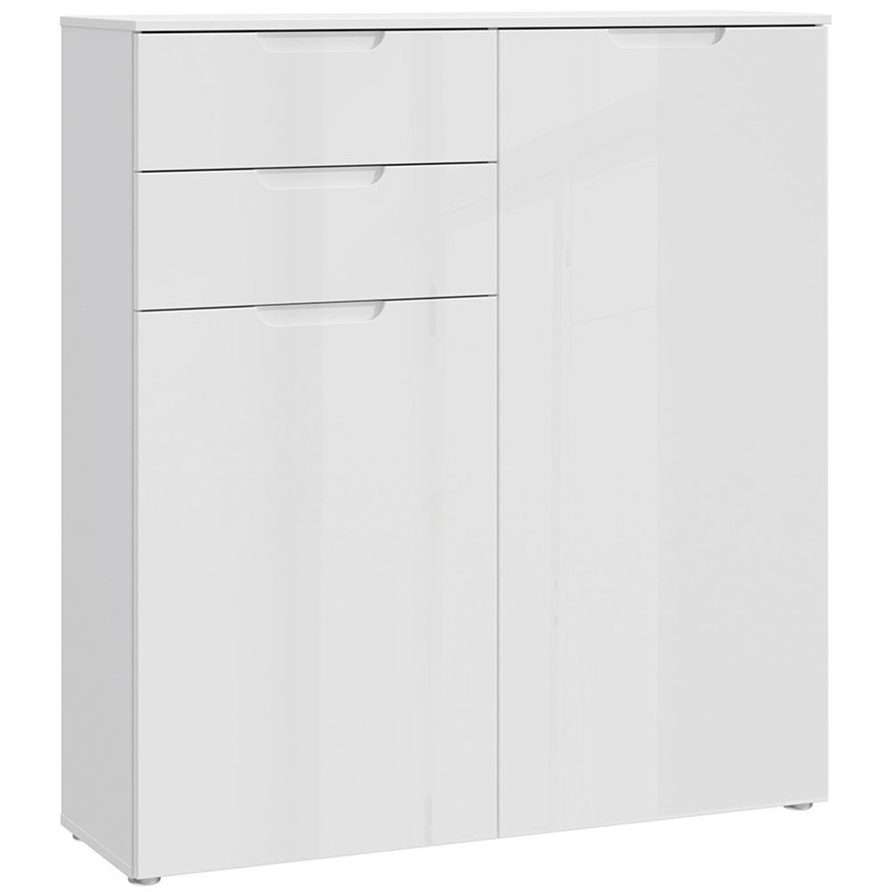 Florence Sienna 2 Door 2 Drawer White High Gloss Cabinet Image 2
