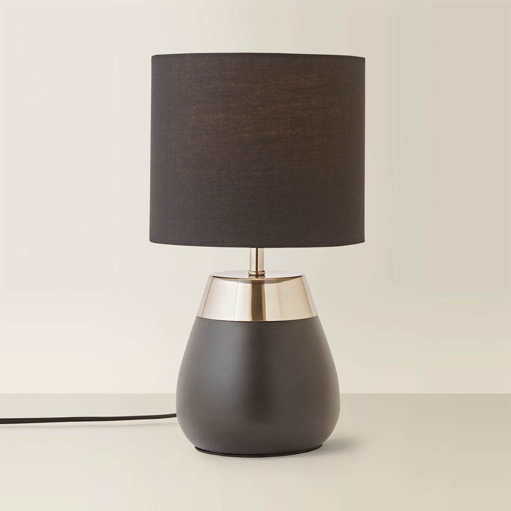 ValueLights Hurst Drum Shade Black Touch Table Lamp with Bulb Image 5