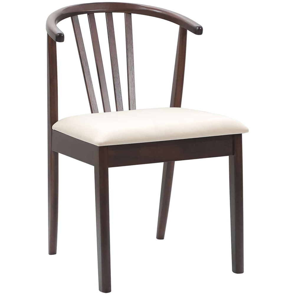 vidaXL Set of 2 Light Brown Rubberwood Vintage Dining Chairs Image 2