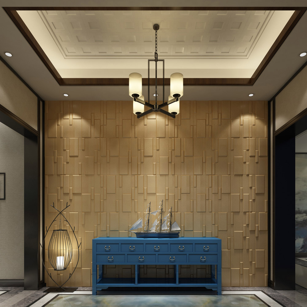 Britwall Linear Edge 3D Grid PU Leather Wall Panel 600 x 600mm 4 Pack Image 4