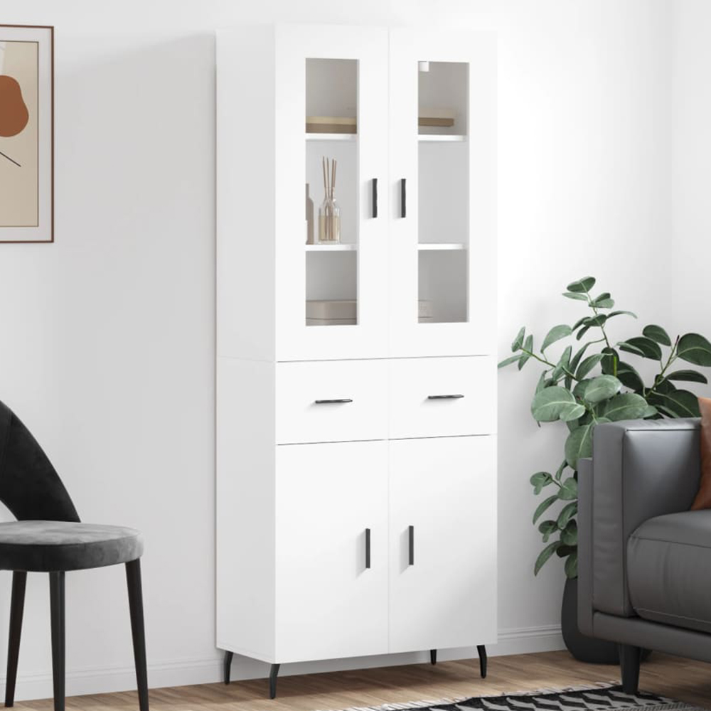 vidaXL 4 Door 2 Drawer White Highboard Image 1