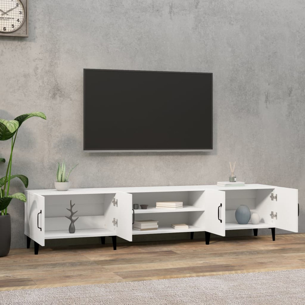 vidaXL 4 Door 2 Shelf White TV Cabinet Image 8