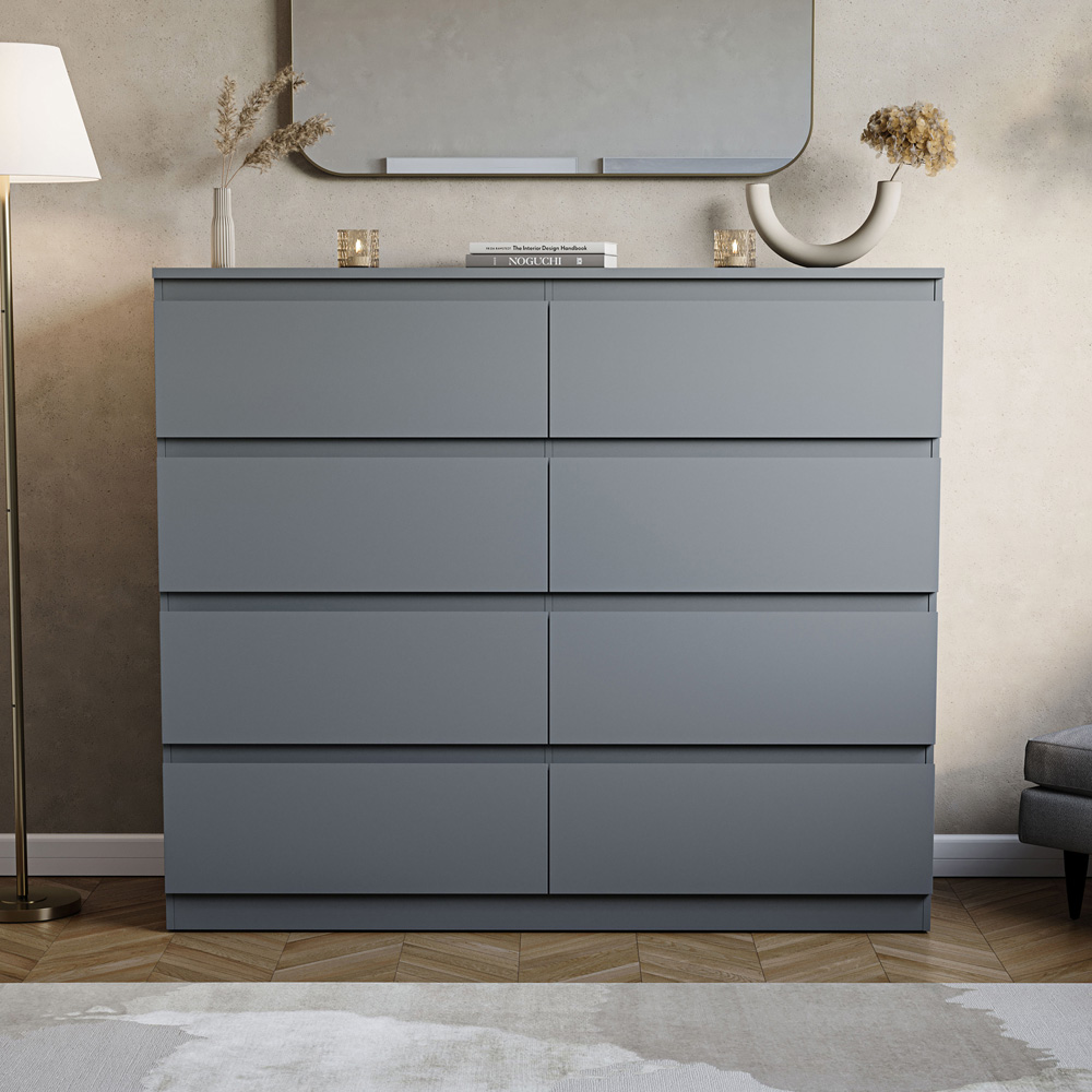 VIDA DESIGNS Denver 8 Drawer Grey Chest of Drawers Image 3