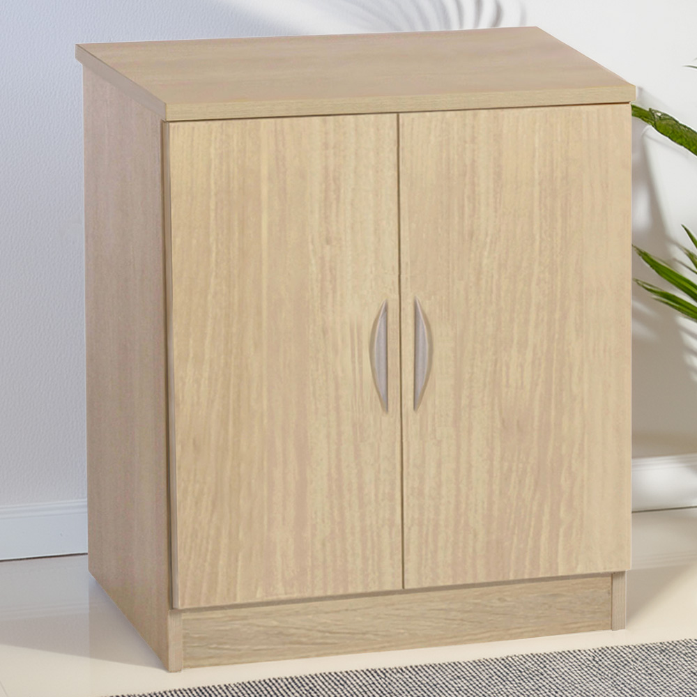 R White Cabinets 2 Door Brown Desk Height Cupboard Image 1