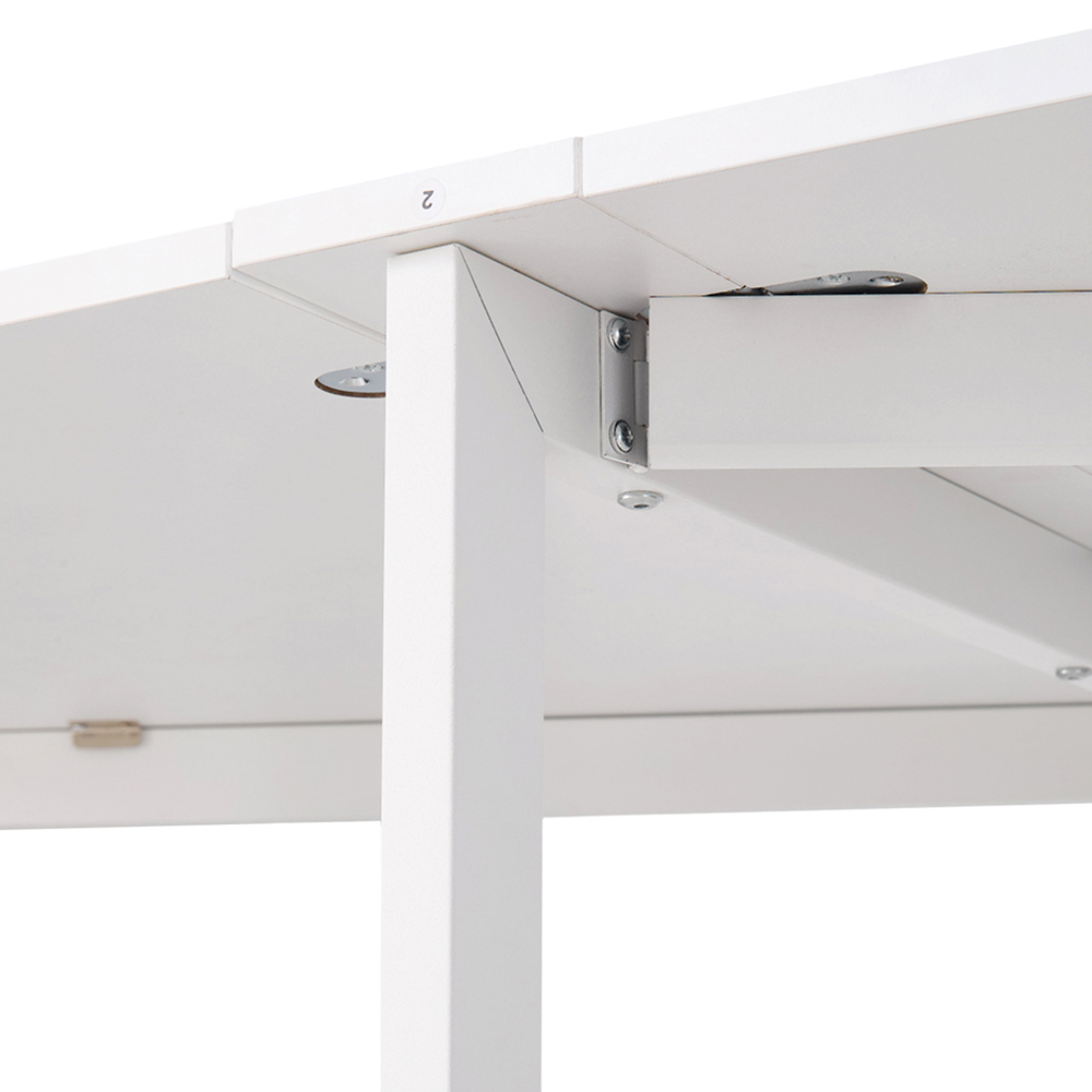 Living and Home 4 Seater White Folding Drop Leaf Table with Wheel Image 3
