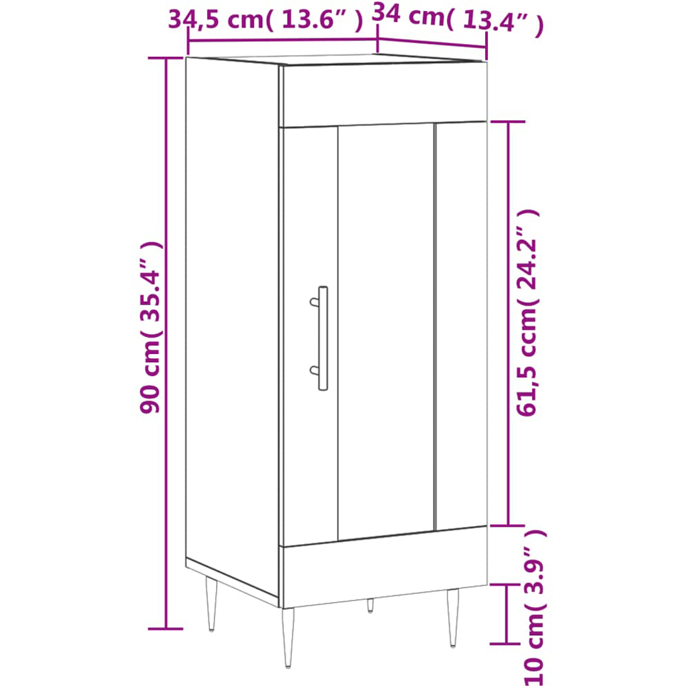 vidaXL Single Door White Sideboard Image 6