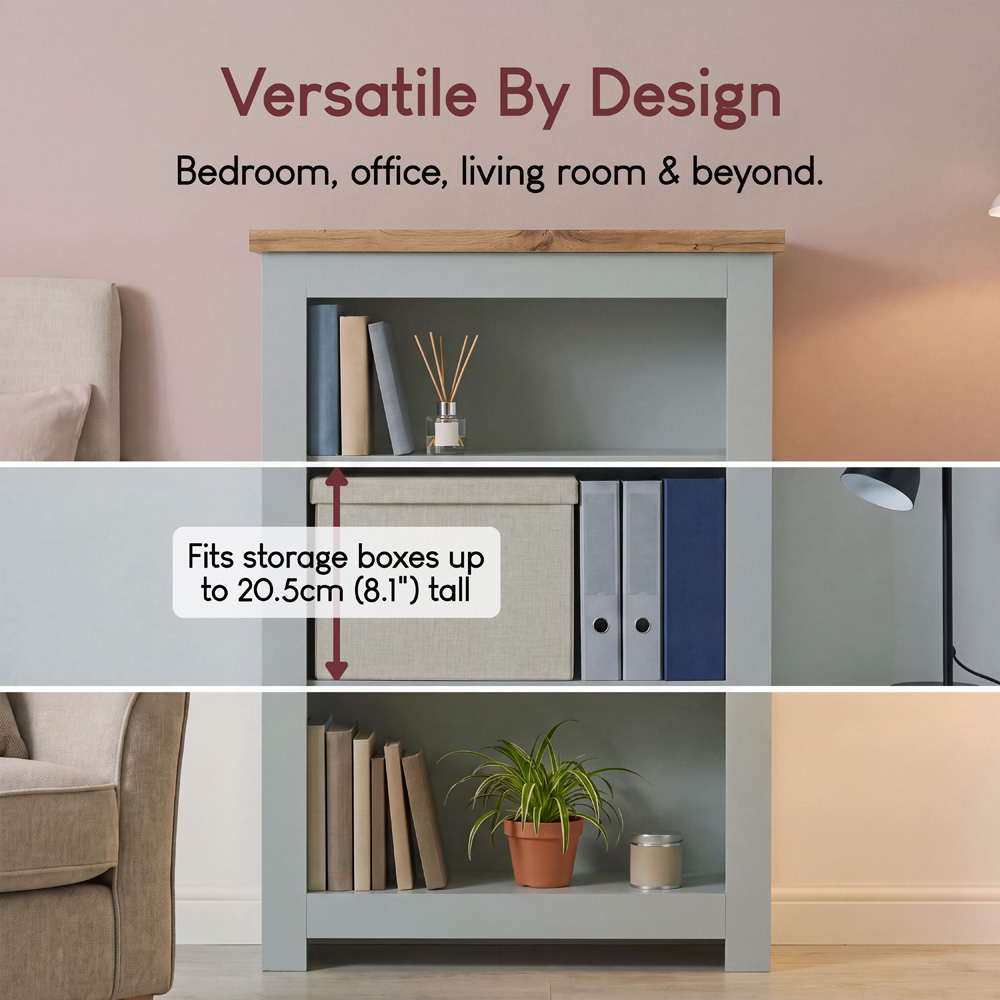 VIDA DESIGNS Arlington 3 Shelf Grey Bookcase Image 4