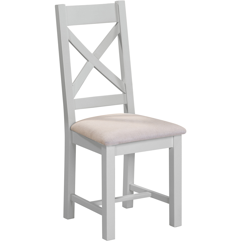 Seconique Windsor Sey of 2 Pebble Grey and Oat Fabric Cross Back Dining Chair Image 2