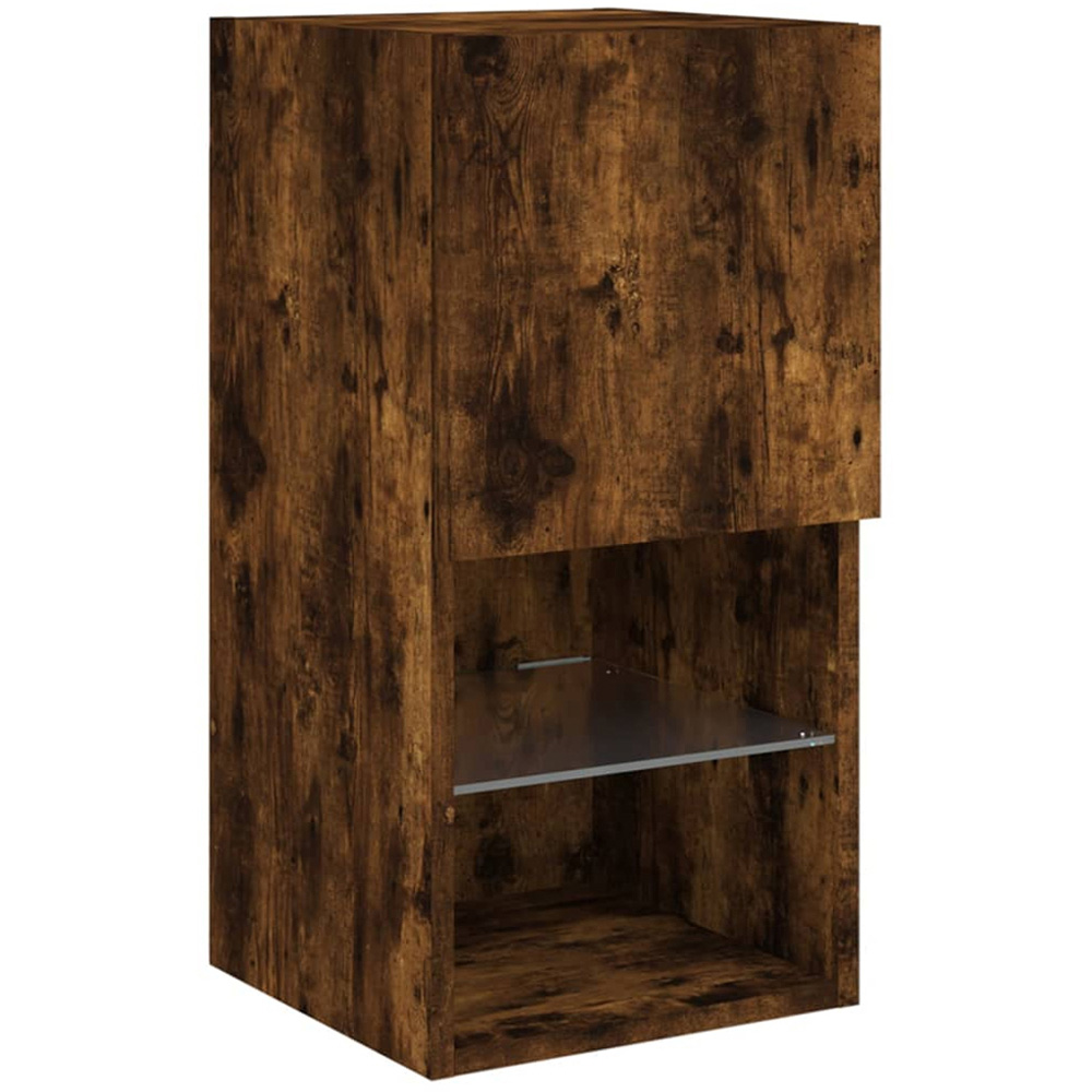 vidaXL Single Door 2 Shelf Smoked Oak Wall Mounted TV Cabinet Set of 2 Image 7