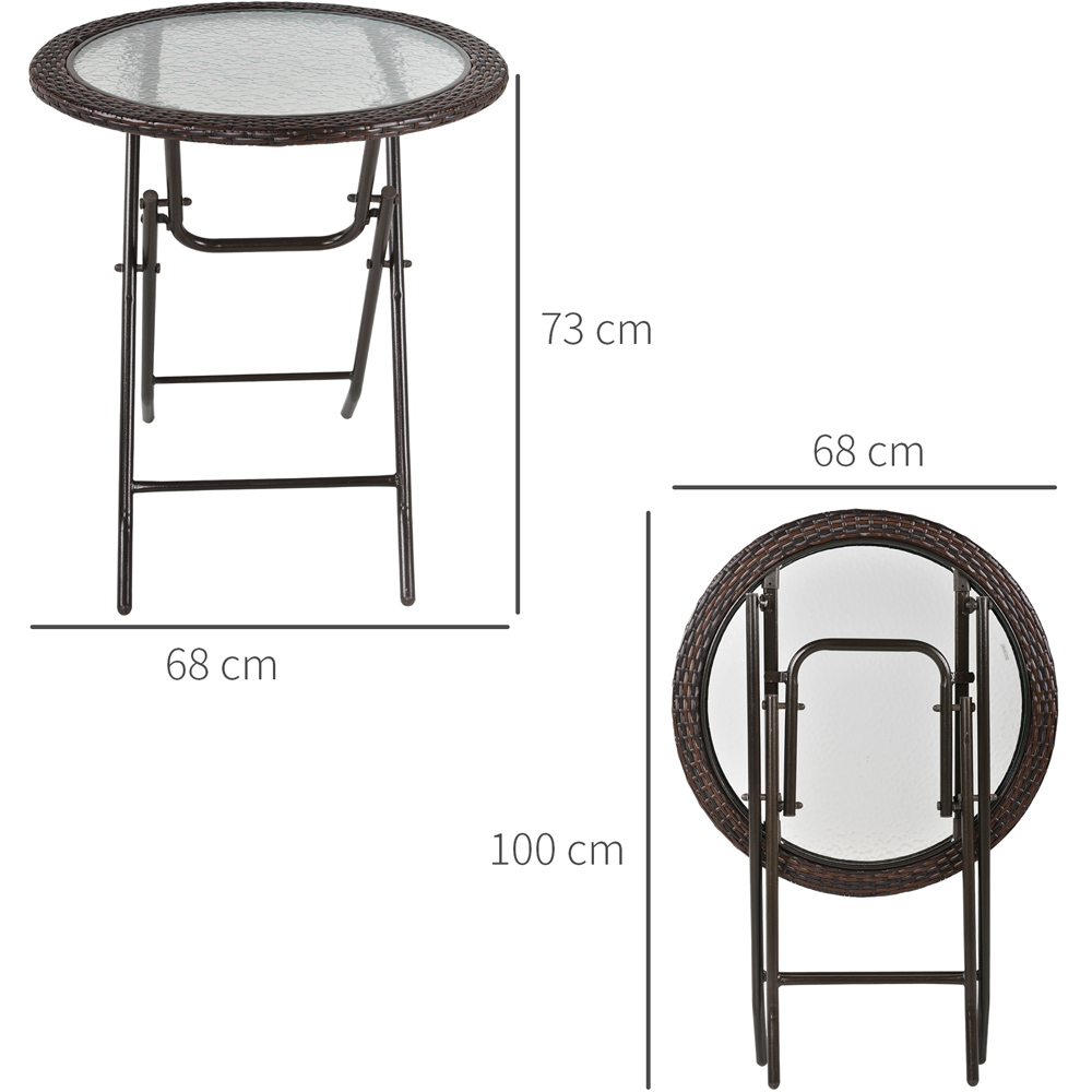 Outsunny Brown Rattan Folding Round Table Image 7