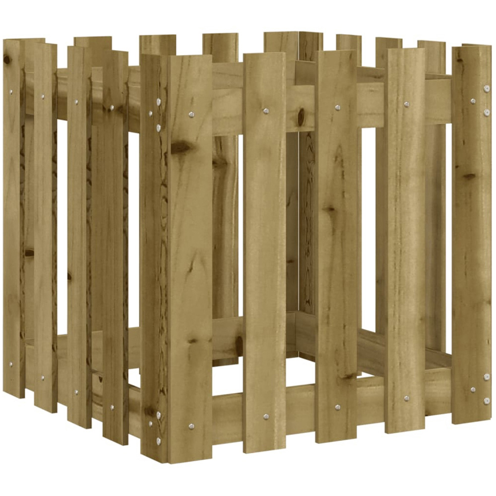 vidaXL Brown Impregnated Solid Pine Wood Garden Planter 50 x 50 x 50cm Image 1