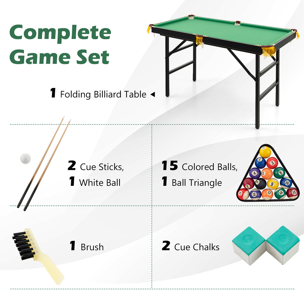 Costway Green Folding Billiards Table with Accessory Set Image 6