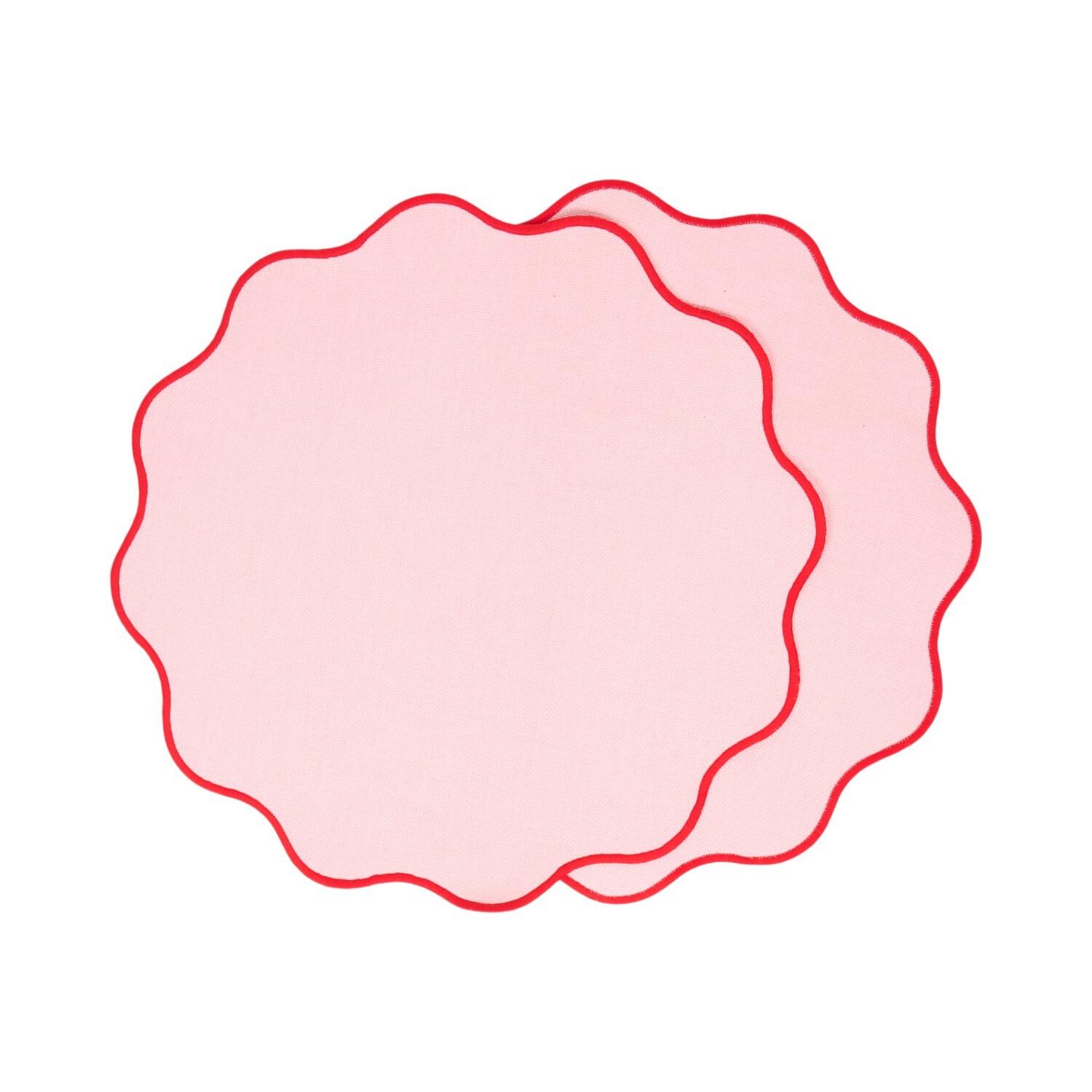 Pack of 2 Scalloped Edge Round Placemats Pink Image 3