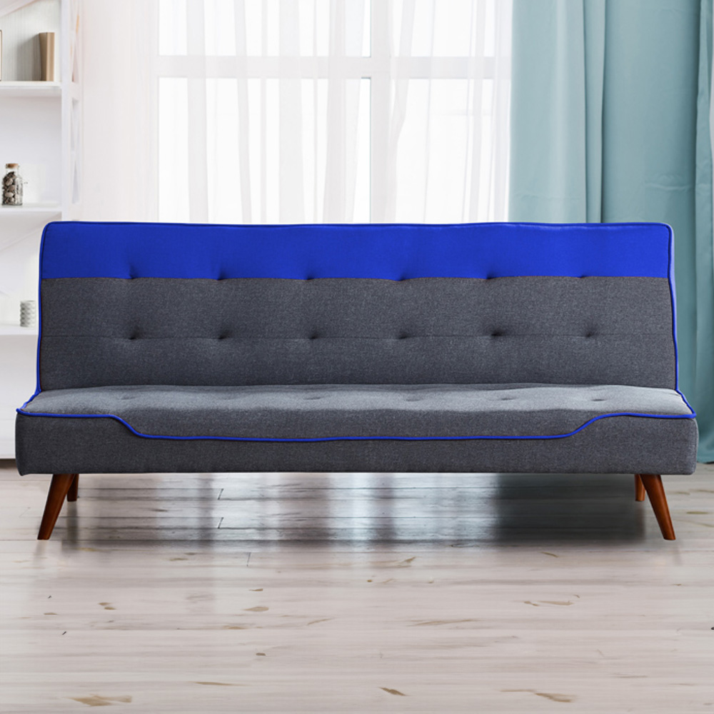 Brooklyn Double Sleeper Blue Fabric Sofa Bed Image 1