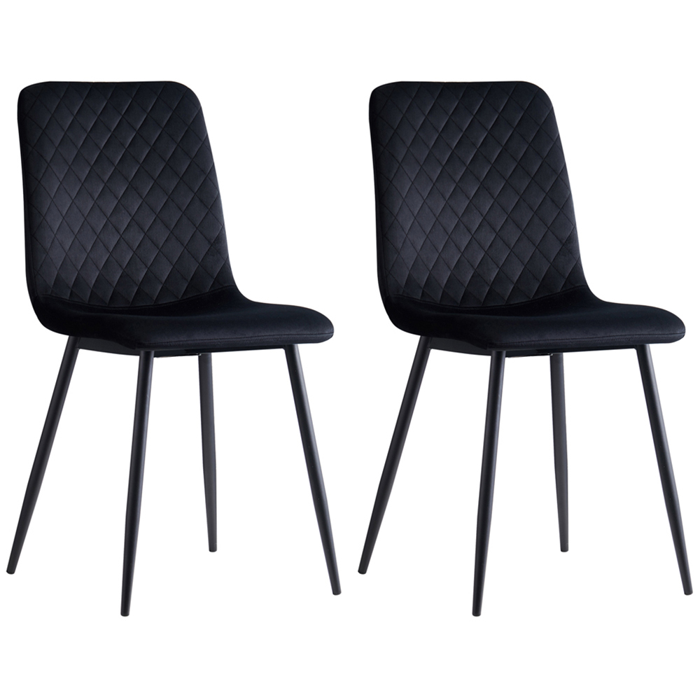 Lexi Set of 2 Black Velvet Fabric Dining Chairs Image 4