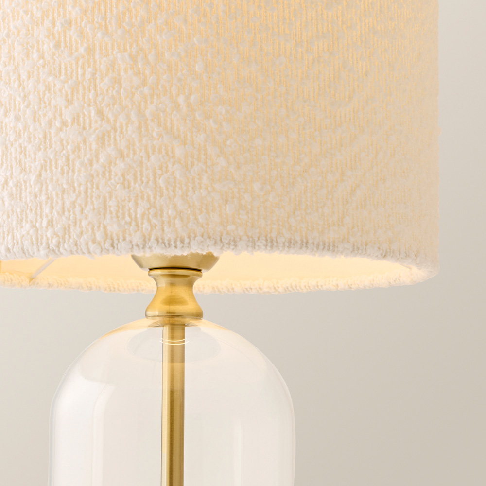 ValueLights Jessy Gold and Cream Boucle Shade Glass LED Table Lamp Image 4