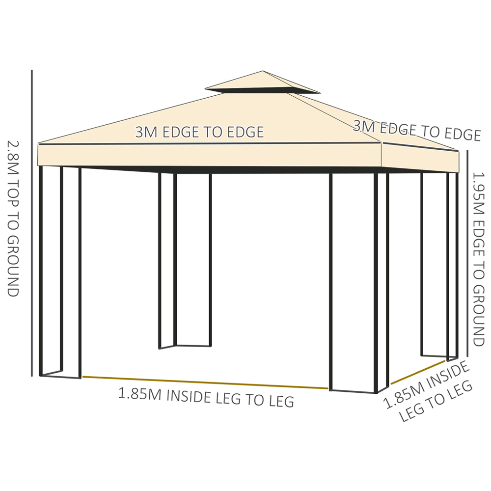 Outsunny 3 x 3m Metal Marquee Gazebo with Sides Image 7