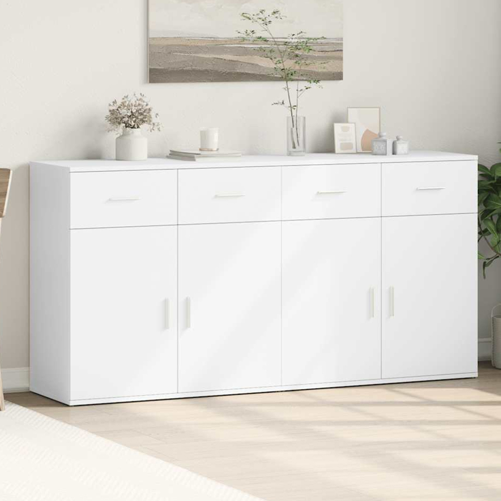 vidaXL 2 Door 2 Drawer White Sideboard Set of 2 Image 1