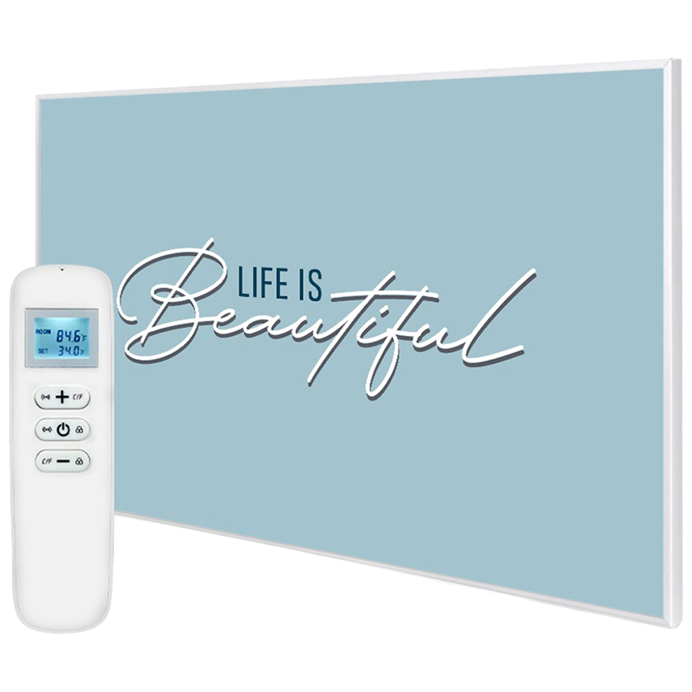 Mirrorstone Nexus Life Is Beautiful Quote Wi-Fi Infrared Heating Panel 900W 795 x 1195mm Image 1
