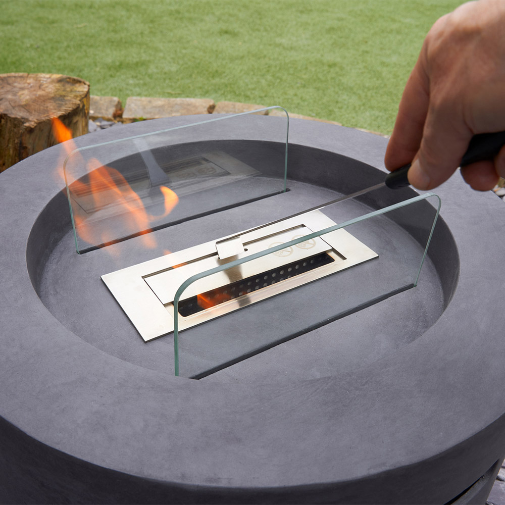 Field & Flame Acacia Dark Concrete Grey Bio-Ethanol Fire Pit 10200 BTU Image 6
