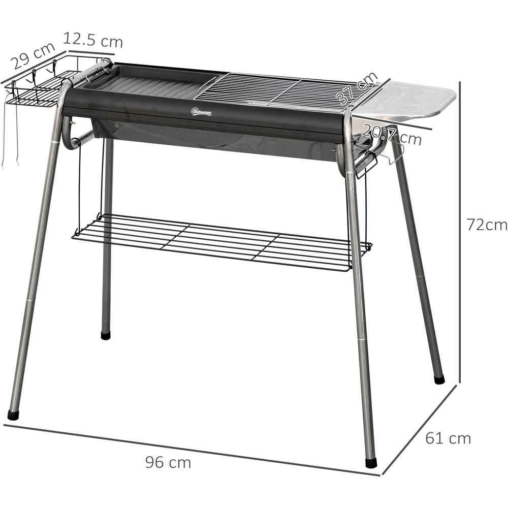 Outsunny Black Charcoal Barbecue Grill with Griddle Plate Image 9