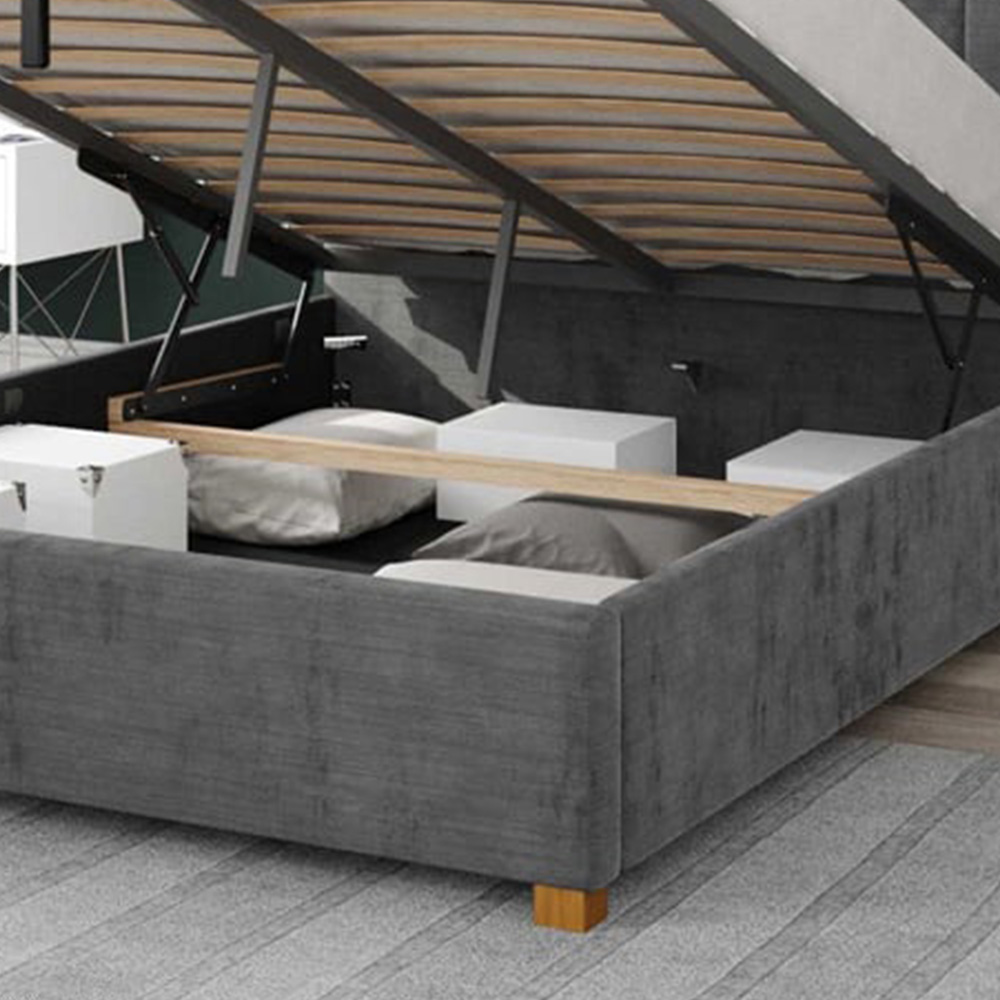 Aspire Hepburn Small Double Charcoal Firenze Velour Ottoman Bed Image 3