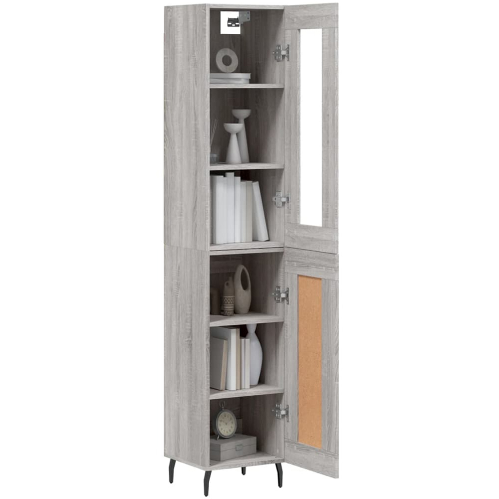 vidaXL 2 Door Grey Highboard Image 3
