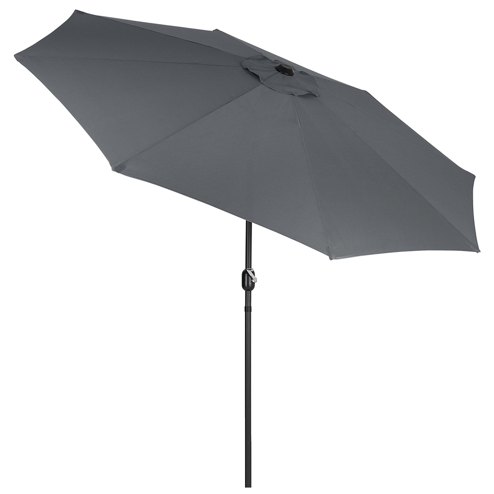 Living and Home Dark Grey Round Crank Tilt Parasol with Round Base 3m Image 3